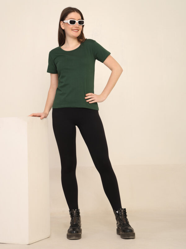 176666451645971Q1A3365.jpg Absqura Solid Women Bottle Green T-Shirt