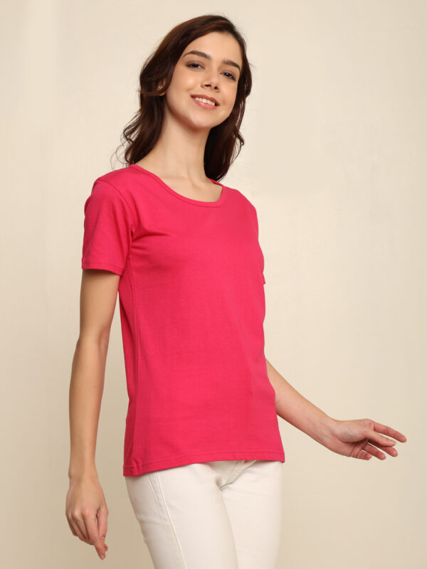 176666552718601Q1A8452.jpg Absqura Solid Women Pink T-Shirt