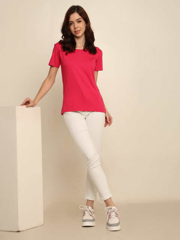 176666554029161Q1A8446.jpg Absqura Solid Women Pink T-Shirt
