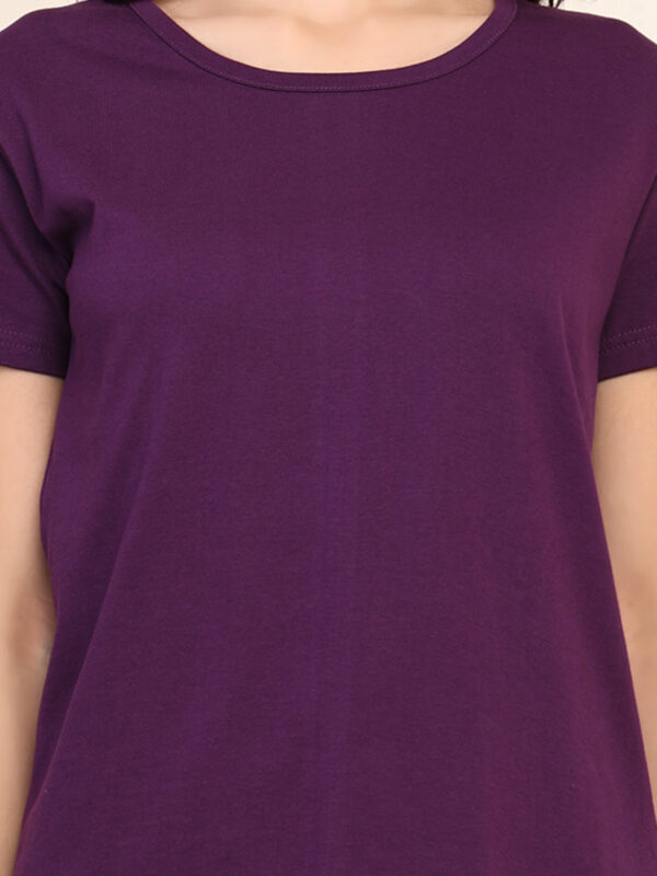 176666566518061Q1A8439_1.jpg Absqura Solid Women Purple T-Shirt