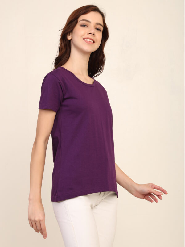 176666566815331Q1A8436.jpg Absqura Solid Women Purple T-Shirt