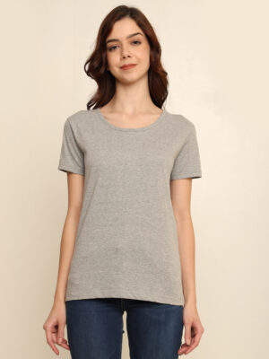 176666583424571Q1A8533.jpg Absqura Solid Women Grey T-Shirt