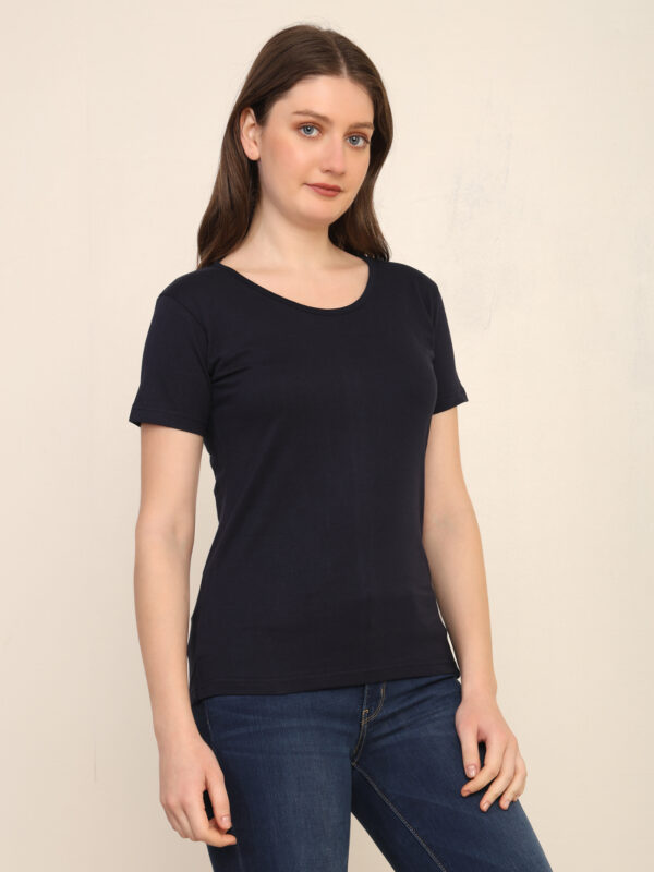 176666597572211Q1A3448.jpg Absqura Solid Women Navy Blue T-Shirt