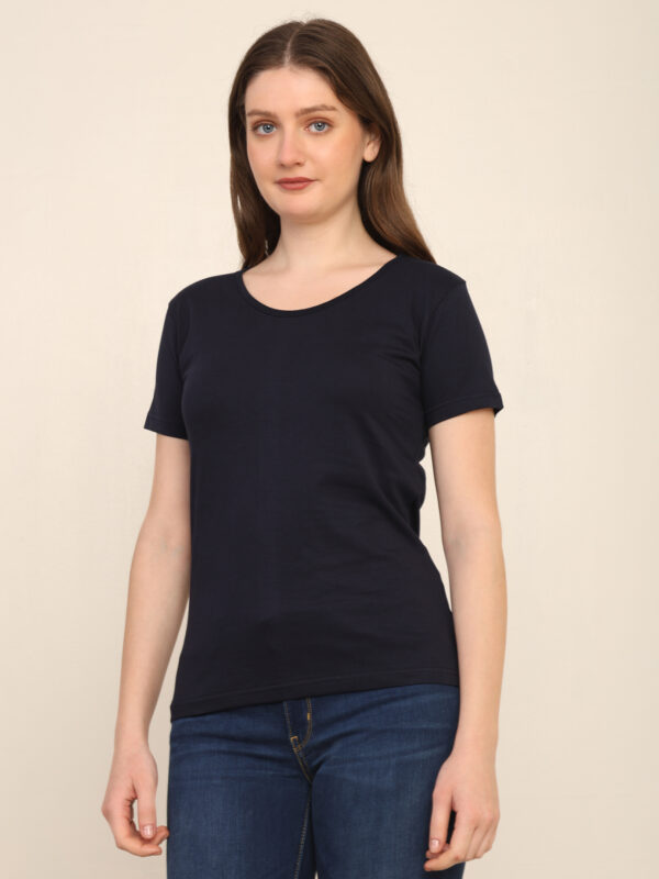 176666597891151Q1A3450.jpg Absqura Solid Women Navy Blue T-Shirt