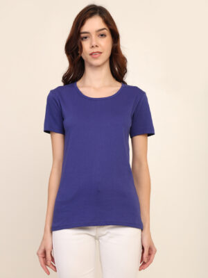 176666606076461Q1A8425.jpg Absqura Solid Women Royal Blue T-Shirt