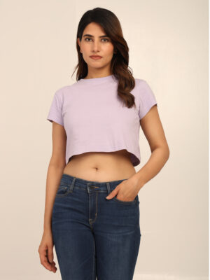 176669060514391Q1A4964.jpg Absqura Solid Women Lavender Crop Top