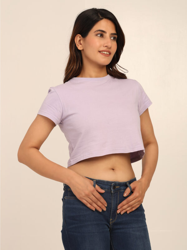 176669061751581Q1A4967.jpg Absqura Solid Women Lavender Crop Top