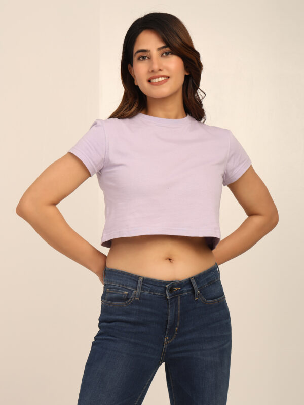 176669063897581Q1A4971.jpg Absqura Solid Women Lavender Crop Top