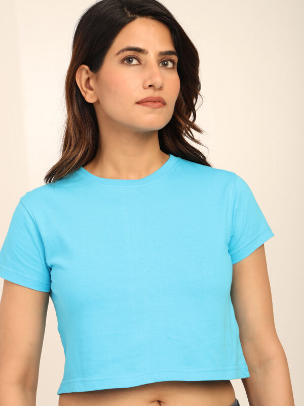 176669069063671Q1A5012.jpg Absqura Solid Women Sky Blue Crop Top