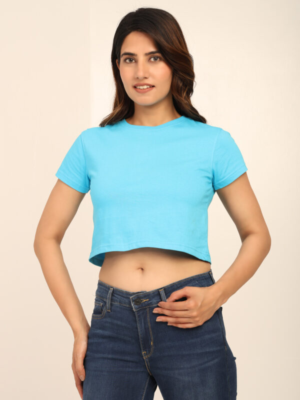 176669069319551Q1A5011.jpg Absqura Solid Women Sky Blue Crop Top